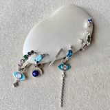 London Blue Topaz & White Sapphire Huggie Hoop Sterling Silver Sample