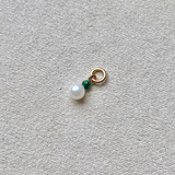 Pearl & Malachite Earring Charm 9k Gold Sample