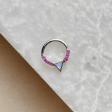 Moonstone & Pink Sapphire Daith Hoop 9k White Gold Sample