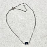 Sapphire Baguette Box Chain Sliding clasp Bracelet Sterling Silver Sample