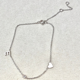 Letter E, heart and White Sapphire Bracelet Sterling Silver Sample