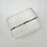 Letter G Watermelon Tourmaline Beaded Bracelet Sterling Silver Sample