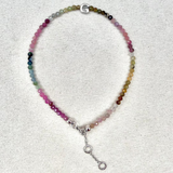 Letter G Watermelon Tourmaline Beaded Bracelet Sterling Silver Sample