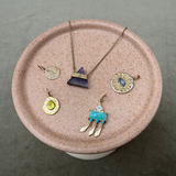 Labradorite & Diamond Triangle Necklace 9k Gold Sample