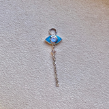 Moonstone & White Sapphire Eye Chain Earring Charm Sterling Silver Sample