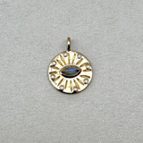 Labradorite & Diamond Eye Coin Pendant 9k Gold Sample