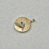 Labradorite & Diamond Eye Coin Pendant 9k Gold Sample
