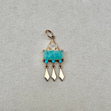 Amazonite, Moonstone & Turquoise Boho Pendant 9k Gold Sample