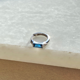 London Blue Topaz & White Sapphire Huggie Hoop Sterling Silver Sample
