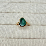 Malachite Pebble Ring Imperfection 9k Gold Size K Sample