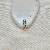 Green Tourmaline Marquise & Diamond Huggie Earring 9k Gold Sample