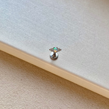 Opal & White Sapphire Flat Back Earring 14k White Gold Sample