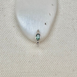 Green Tourmaline & White Sapphire Huggie Earring Sterling Silver Sample