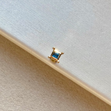 London Blue Topaz Square Flat Back Earring 9k Gold Sample