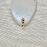 Green Tourmaline & White Sapphire Huggie Earring 9k Gold Sample