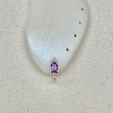 Amethyst & White sapphire Huggie Hoop Earring Sterling Silver Sample