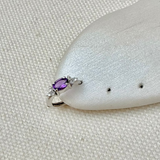 Amethyst & White sapphire Huggie Hoop Earring Sterling Silver Sample
