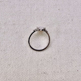 Rectangle Moonstone & White Sapphire Ring Sterling Silver Sample Size k