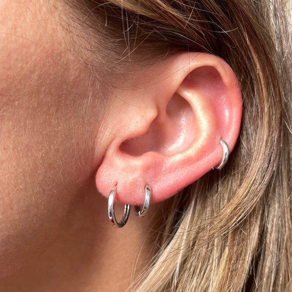 Mini Huggie Hoop Earring Pair Sterling Silver