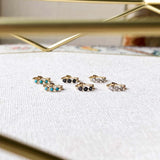 Mini Turquoise Trilogy Huggie Hoop Earring Pair 9k Gold