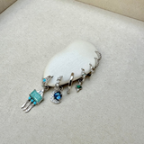 Amazonite & White Sapphire Eye Huggie Hoop Earring Sterling Silver Sample