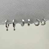Lab Diamond Solitaire Charm Hoop Earrings Sterling Silver Sample Pair