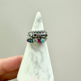 Cubic Zirconia Graduated Bezel Ring Sterling Silver Size L Sample