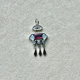 Pink Tourmaline & Sapphire Statement Pendant Sterling Silver Sample
