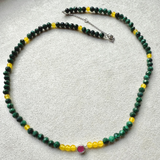 Malachite, Citrine & Pink Quartz Beaded Necklace Sterling Silver Sample