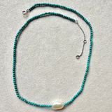 Baroque Pearl & Turquoise Necklace Sterling Silver Sample