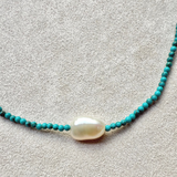 Baroque Pearl & Turquoise Necklace Sterling Silver Sample