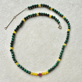 Malachite, Citrine & Pink Quartz Beaded Necklace 9k Gold Sample