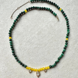 Malachite, Citrine & Moonstone Beaded Charm Necklace 9k Gold Sample