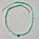 Amazonite & Malachite Eye Necklace 9k Gold Sample
