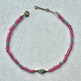 Pink Quartz, Onyx & Labradorite & Diamond Bracelet 9k Gold Sample