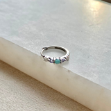 Amazonite, Tanzanite & Moonstone Huggie Hoop Earring Sterling Silver Sample