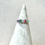 Multi Gemstone Ring 9k Gold Size M Sample