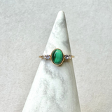 Malachite, Tanzanite & Diamond 9k Gold Ring Size M Sample