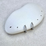 Diamond Beaded huggie Hoop Earrings Sterling Silver Sample Pair