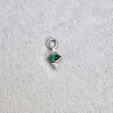 Malachite, Moonstone & White Sapphire Eye Earring Charm Sterling Silver Sample