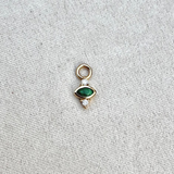 Malachite, Moonstone & Diamond Eye Earring Charm 9k Gold Sample