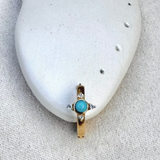 Turquoise & White Sapphire Huggie Hoop Earring 9k Gold Sample