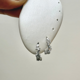 Cubic Zirconia Scattered Hoop Earrings Sterling Silver Sample Pair