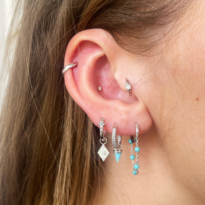 Mini Turquoise Spike Earring Charm Sterling Silver