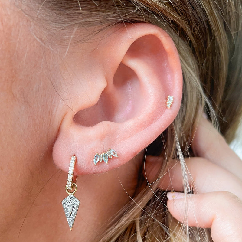 Aquamarine & Diamond Flat Back Earring 14k Gold