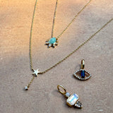 Amazonite, Moonstone & White Sapphire Necklace 9k Gold Sample