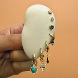 Yellow Chalcedony & White Sapphire Huggie Hoop 9k Gold Sample