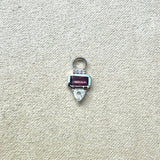 Dark Pink Tourmaline, Sapphire & Moonstone Earring Charm Sterling Silver Sample