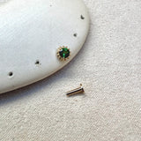 Green Tourmaline Sun Flat Back Earring 9k Gold Sample