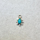 Amazonite, Moonstone & White Sapphire Earring Charm 9k Gold Sample